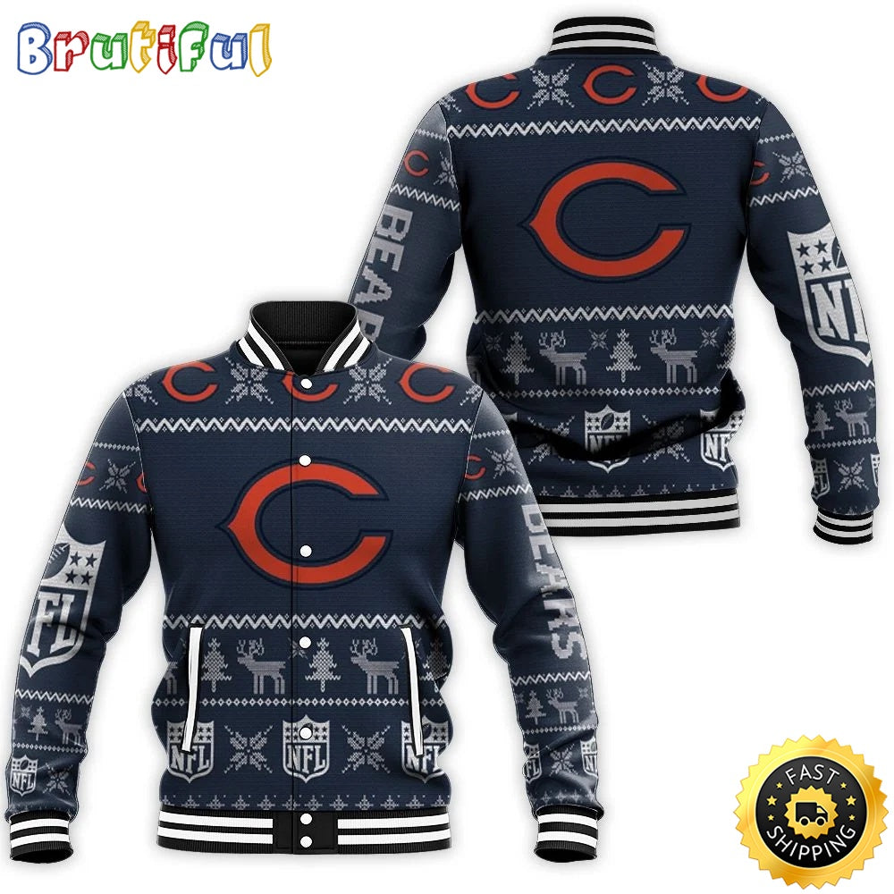 Chicago Bears Baseball Jacket Ugly Sweatshirt Christmas
