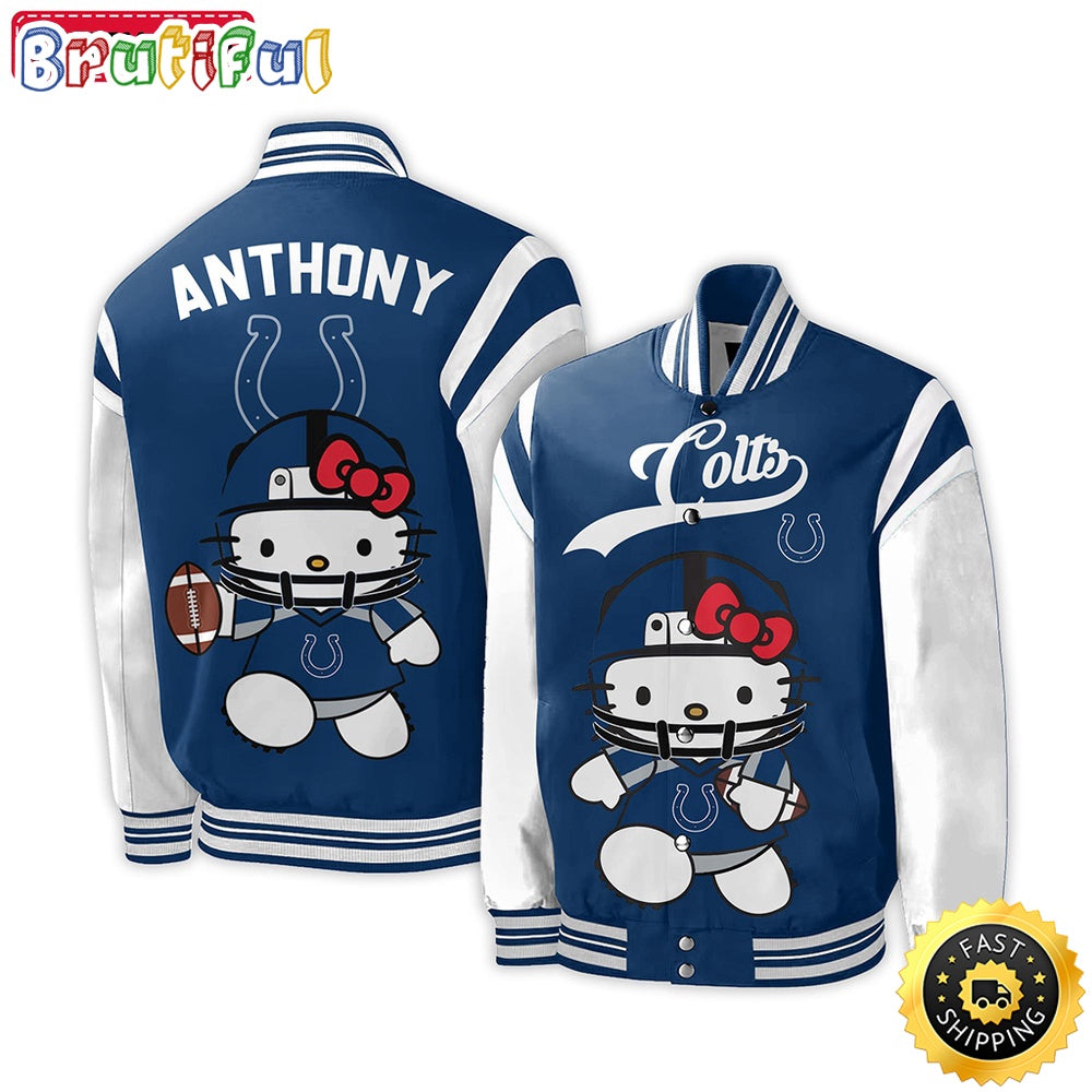 NFL Indianapolis Colts Baseball Jacket Hello Kitty Personalized Baseball Jacket