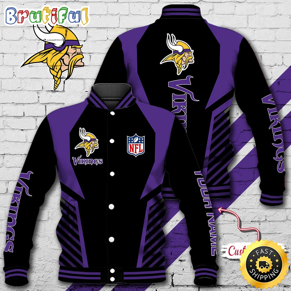 NFL Minnesota Vikings Baseball Jacket Football Sports Jacket