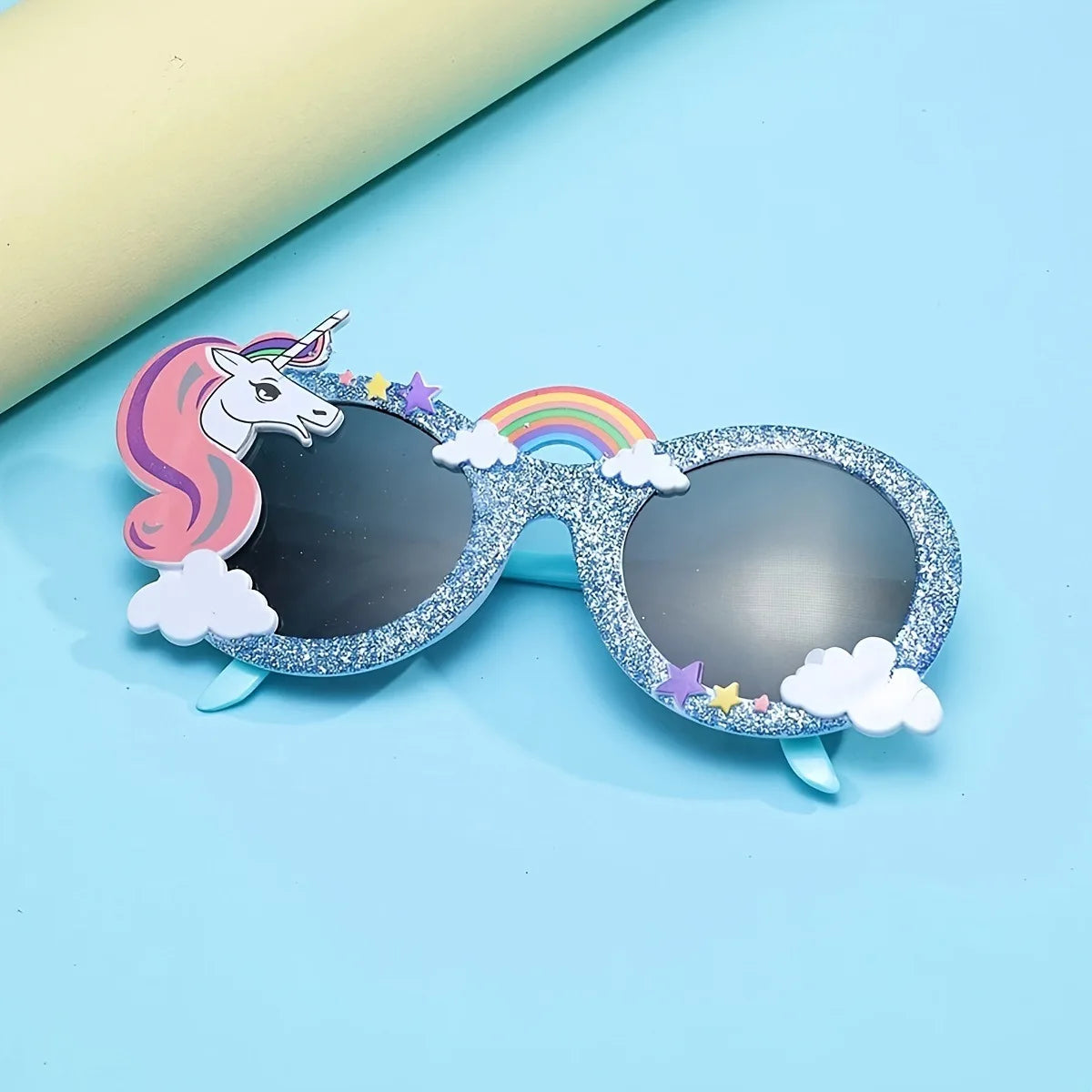 Funny Cartoon Cute Unicorn Sunglasses for Boys Girls Happy Birthday Photo Props Supplies Kids Favor Party Decor UV400 Eyewear