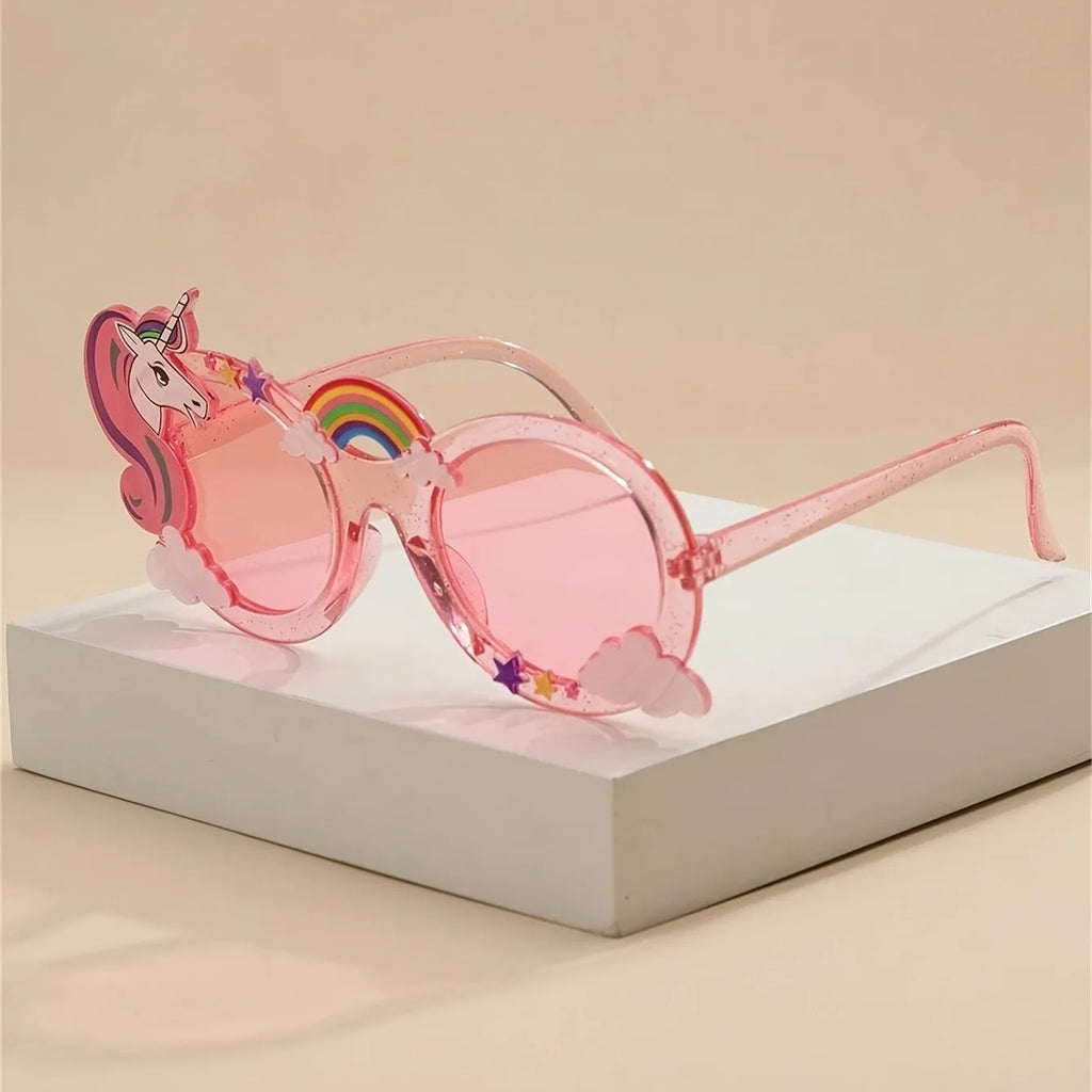 Funny Cartoon Cute Unicorn Sunglasses for Boys Girls Happy Birthday Photo Props Supplies Kids Favor Party Decor UV400 Eyewear