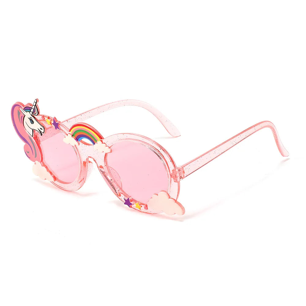 Funny Cartoon Cute Unicorn Sunglasses for Boys Girls Happy Birthday Photo Props Supplies Kids Favor Party Decor UV400 Eyewear