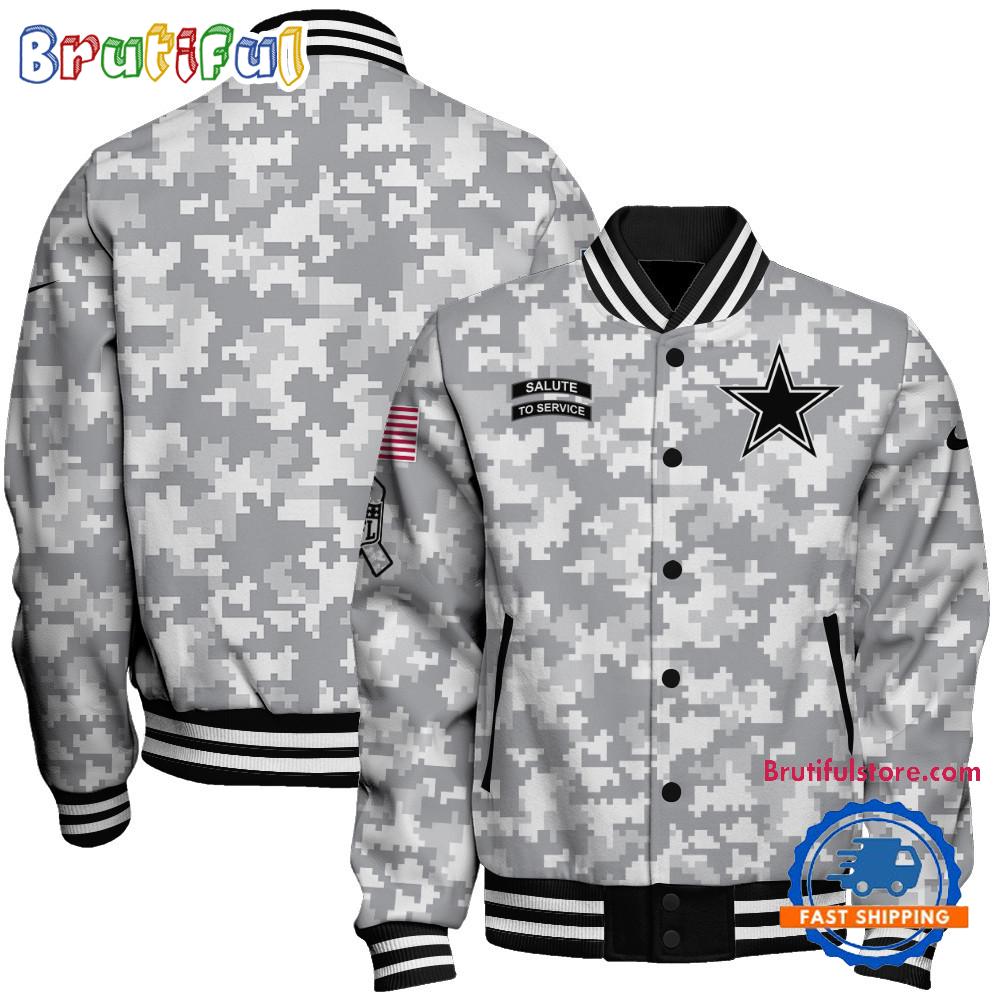 Dallas Cowboys National Football League Arctic Camo Salute To Service Veterans Varsity Jacket
