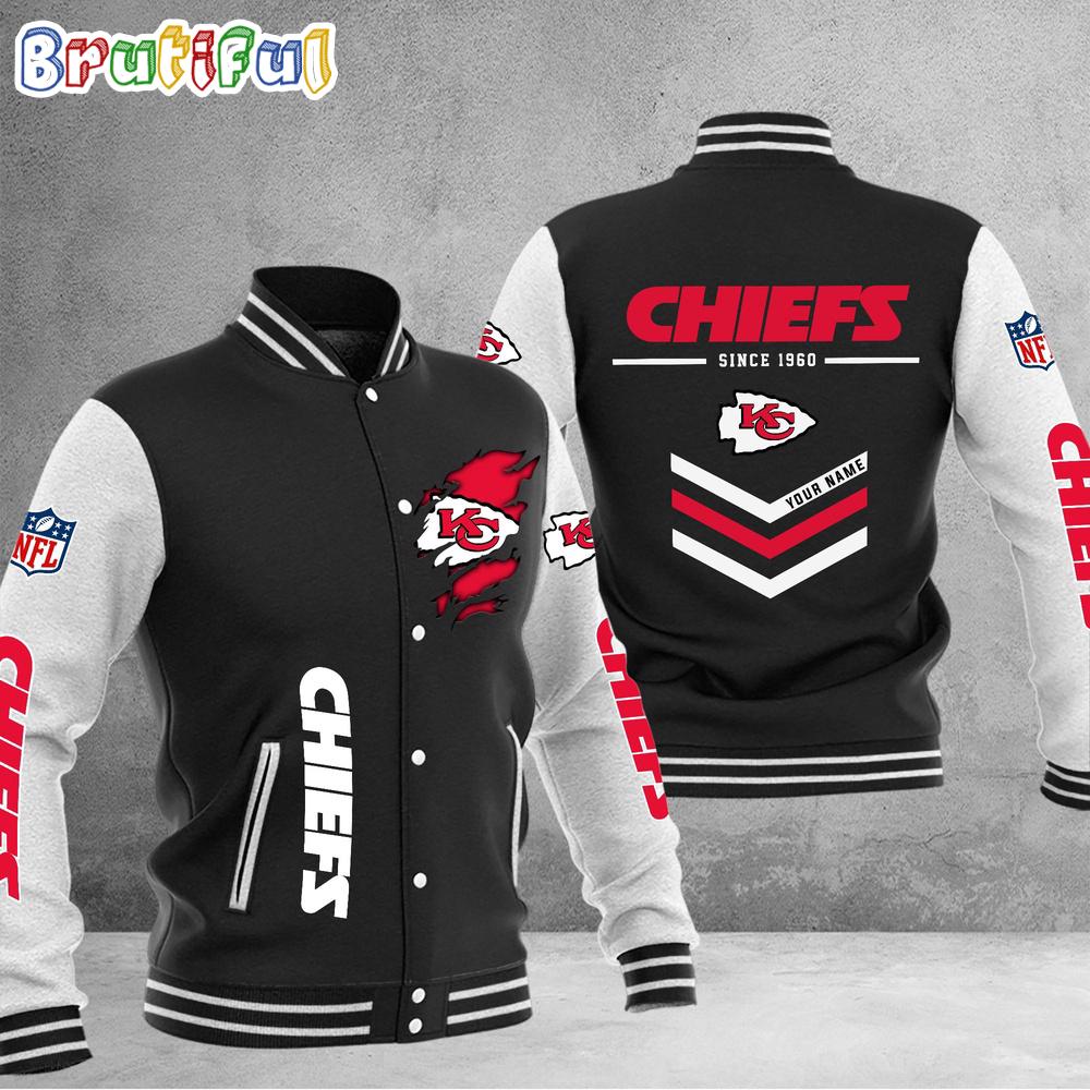 NFL Kansas City Chiefs Football Team Personalized Varsity Baseball Jacket
