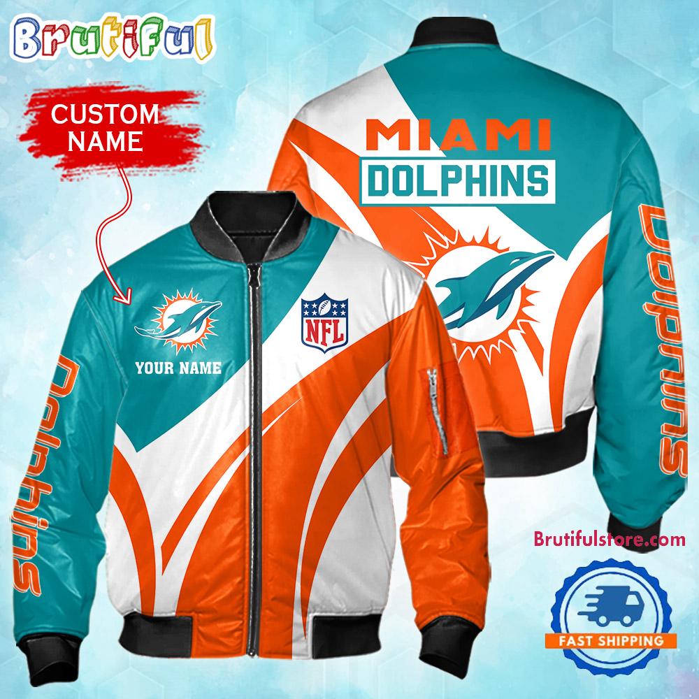 NFL Miami Dolphins Football Team Logo Personalized Bomber Jacket
