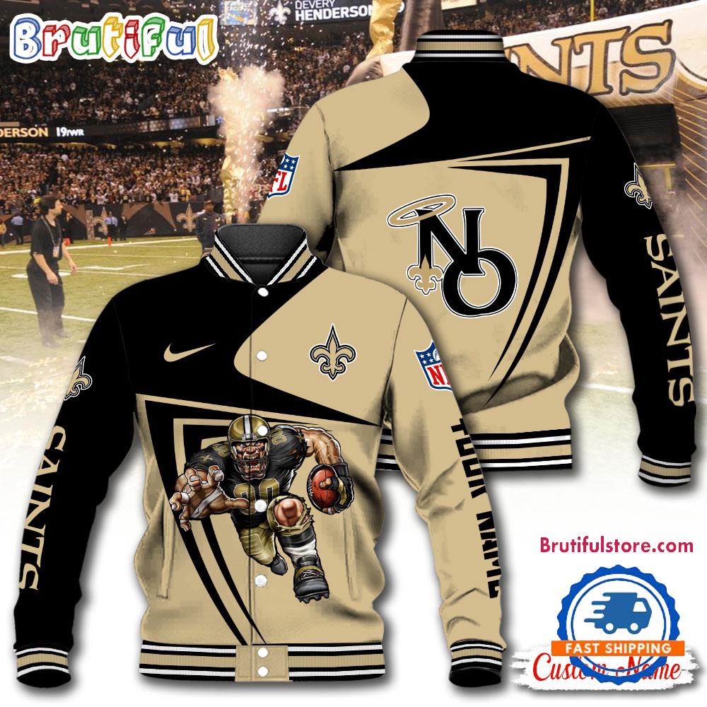 NFL New Orleans Saints Football Mascot Limited New Design Baseball Jacket