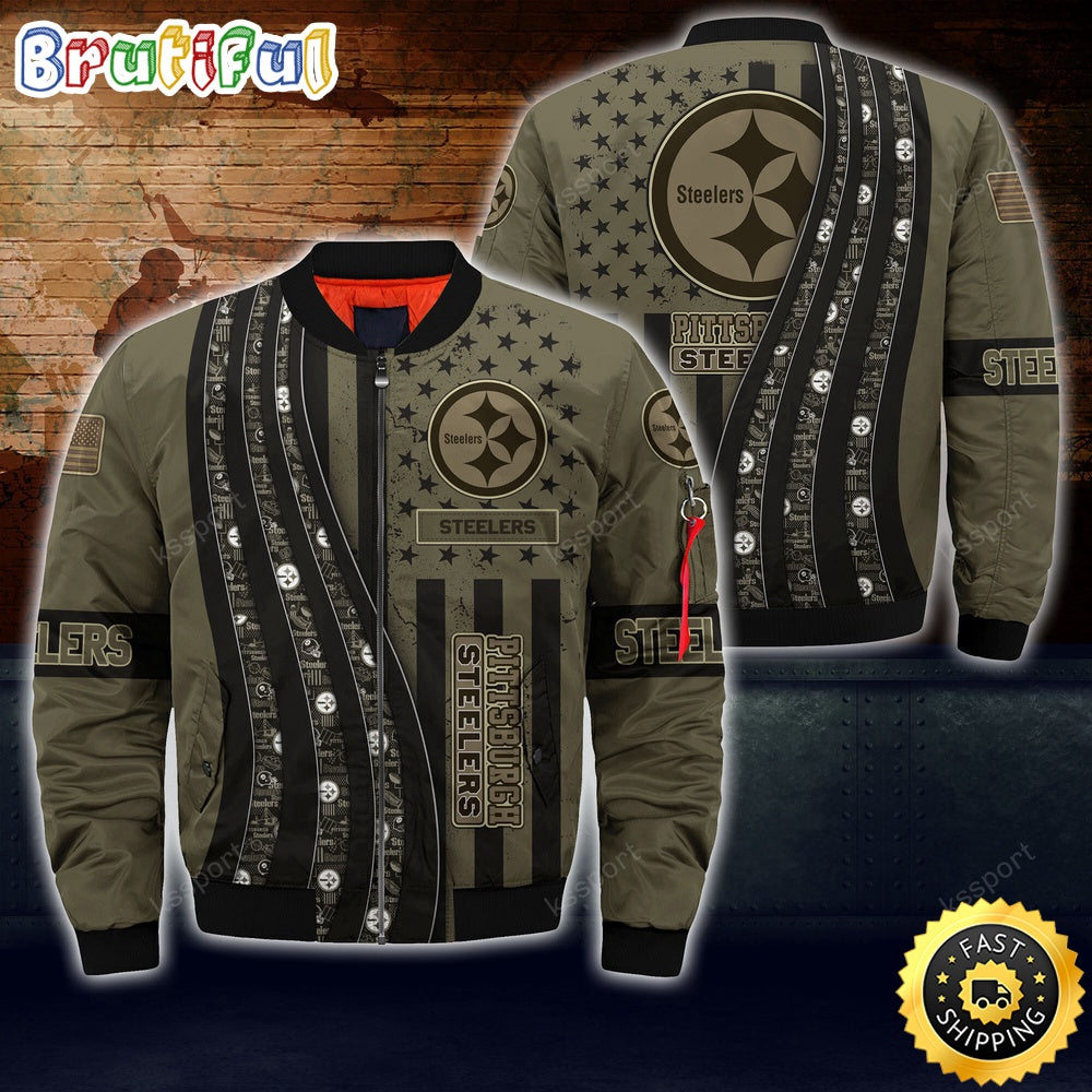 NFL Pittsburgh Steelers Bomber Jacket Camo For Fans
